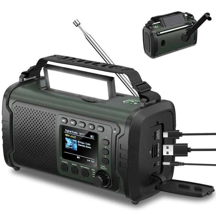 27000mAh DAB/DAB+ Notfallradio mit Kurbel, Solar &amp; USB Laden, Bluetooth 5.3, Powerbank-Funktion, SOS