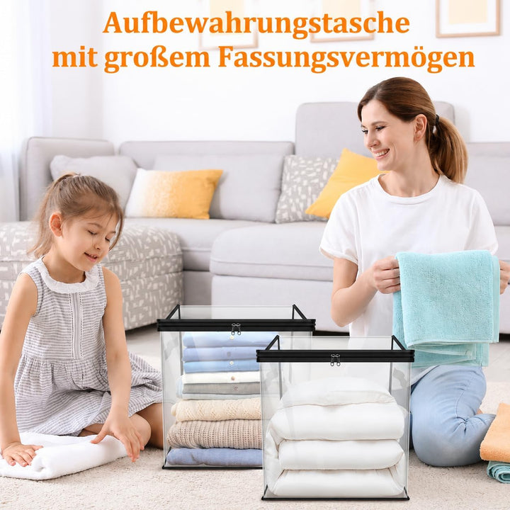 6 Stück 36L Transparente Umzugskartons mit Reissverschluss und Griffen