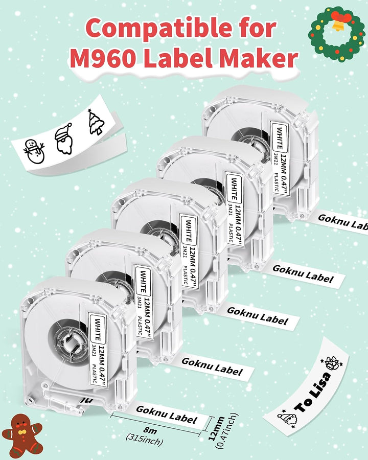 Tape Ersatz für Brother P Touch M Tape MK221 MK231 M950/M960 Thermotransferband Kompatibel mit Broth