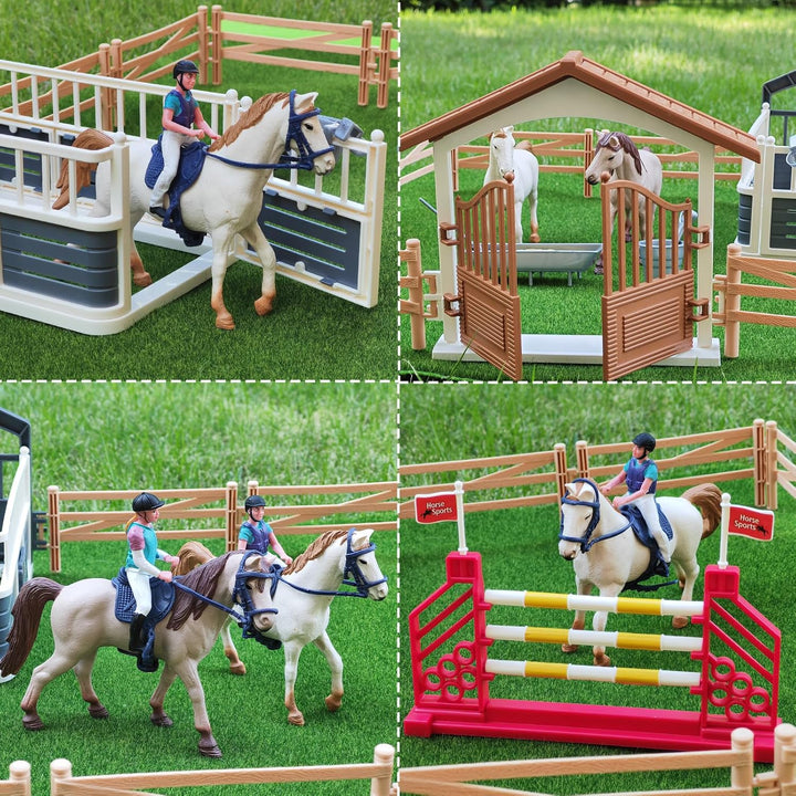 Tacobear Pferde Spielzeug Horse Spielset Pferdekoppel Pferdestall Hindernisse Pferdefiguren Sammelfi