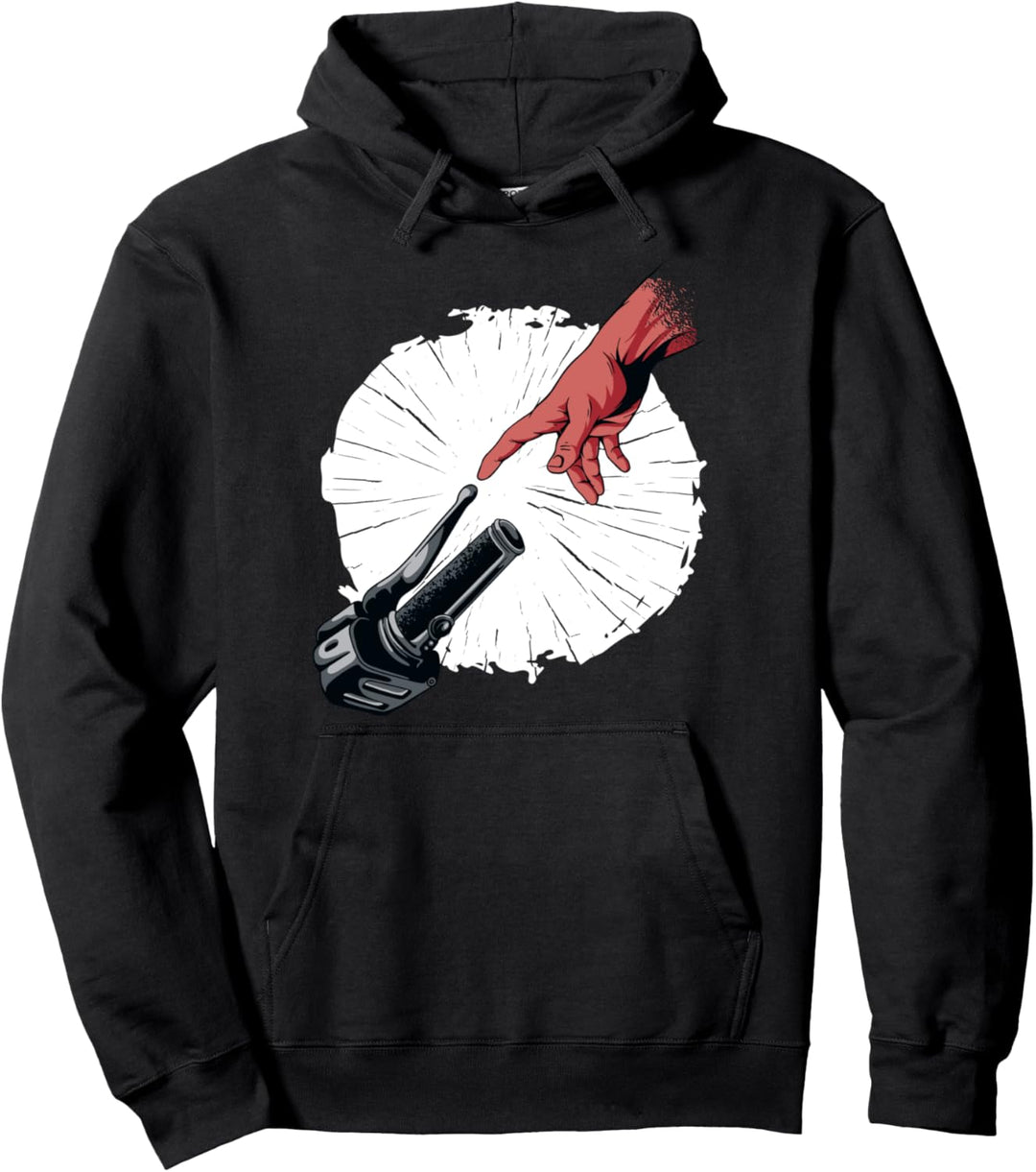 Motorrad Michelangelo Parodie Die Erschaffung des Bikers Pullover Hoodie