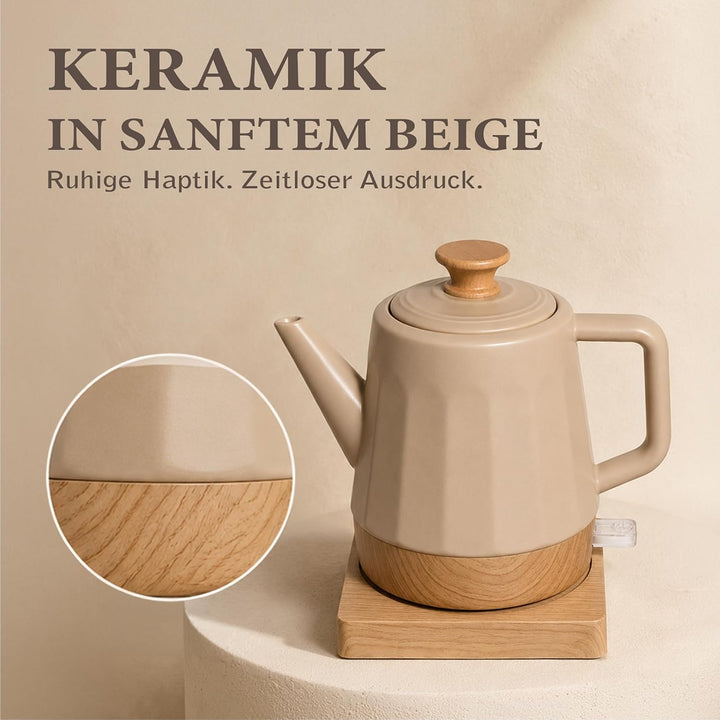 Harmonie Keramik Wasserkocher 1,2 L, Design White Oak