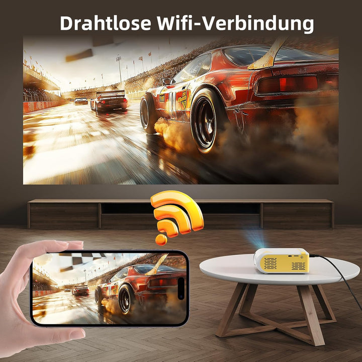 Mini Beamer Bluetooth und WiFi, Beamer Klein für Handy, 1080P Unterstützung Projektor iPhone/Android