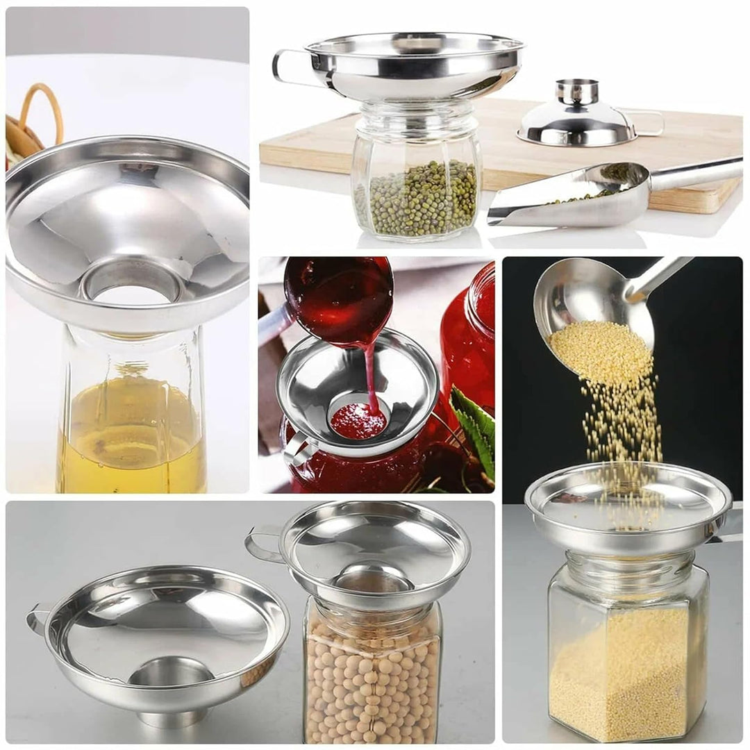 Trichter Edelstahl 6-teilig, Marmeladentrichter mit Sieb, Trichter küche Set für Marmelade, Öl, Bohn