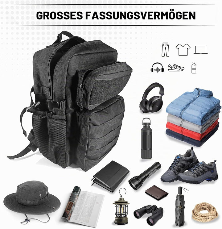 HEMSO Militär Taktischer Rucksack, 25L Wasserdichter Wanderrucksack Bundeswehr Rucksack Molle-Tasche