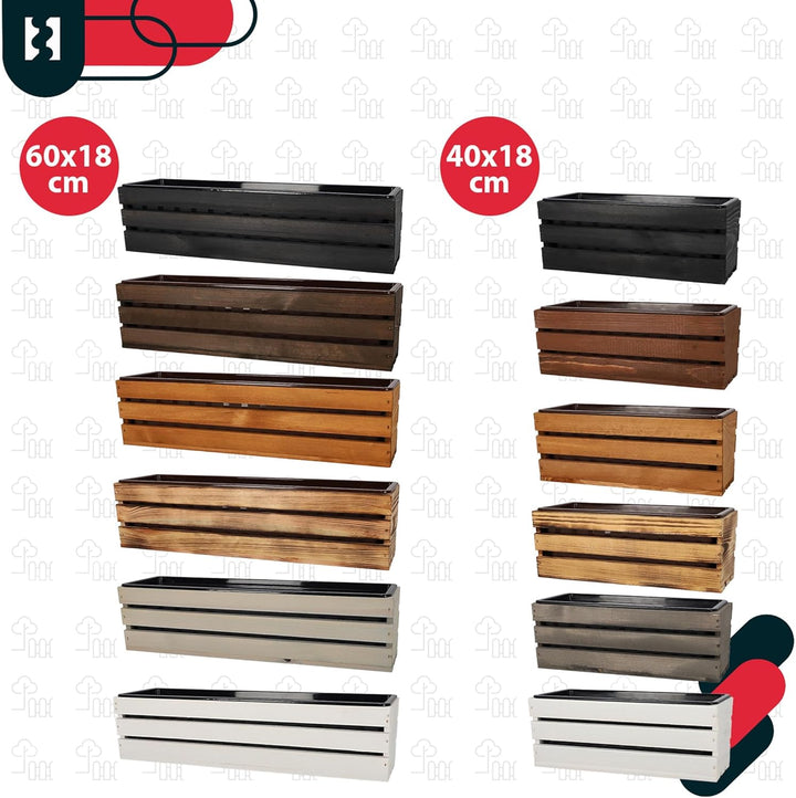 KOTARBAU® Blumenkasten für Balkon, Balkonkasten mit Kunststoffeinsatz 60 x 18 x 15 cm 1 Stück Eiche,