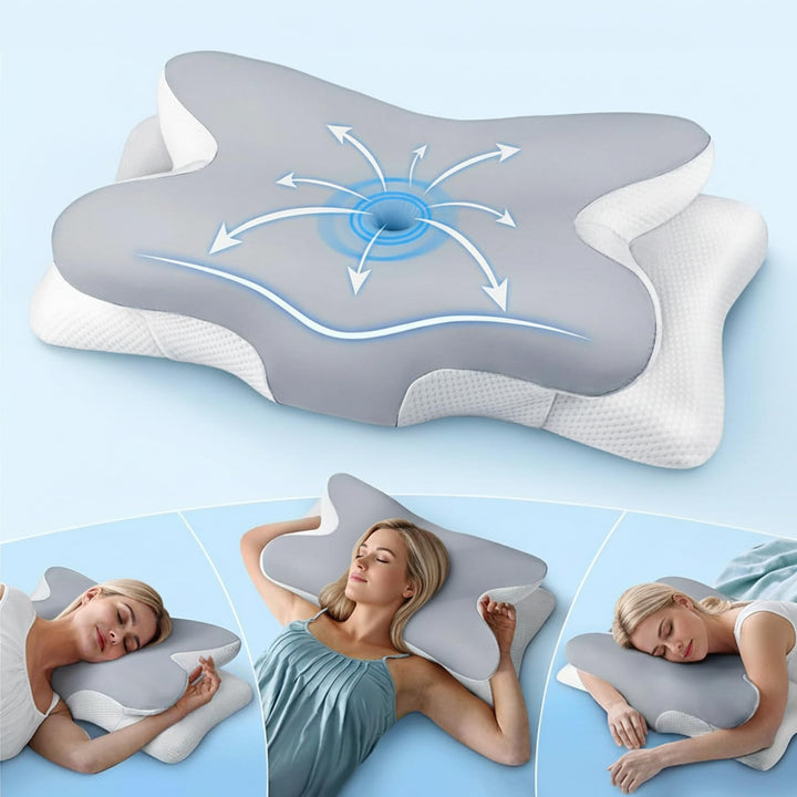 Ergonomisches Memory Foam Nackenkissen – Orthopädisches Kopfkissen mit Abnehmbarem Bezug, Perfekt fü