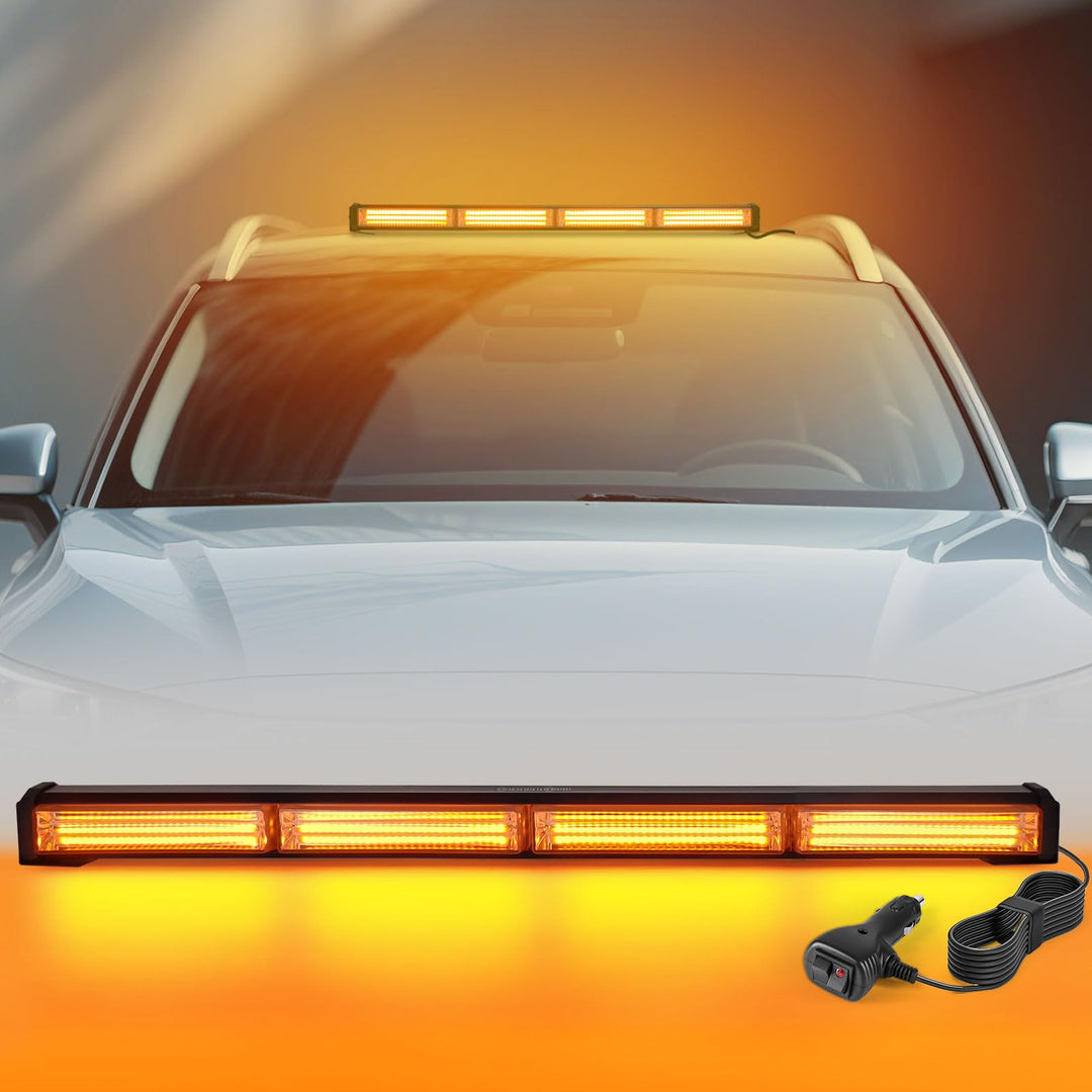 AnTom 58cm LED Rundumkennleuchte 40W Gelb Rundumleuchte für Auto Anhänger Wohnwagen SUV -14 Blinkend