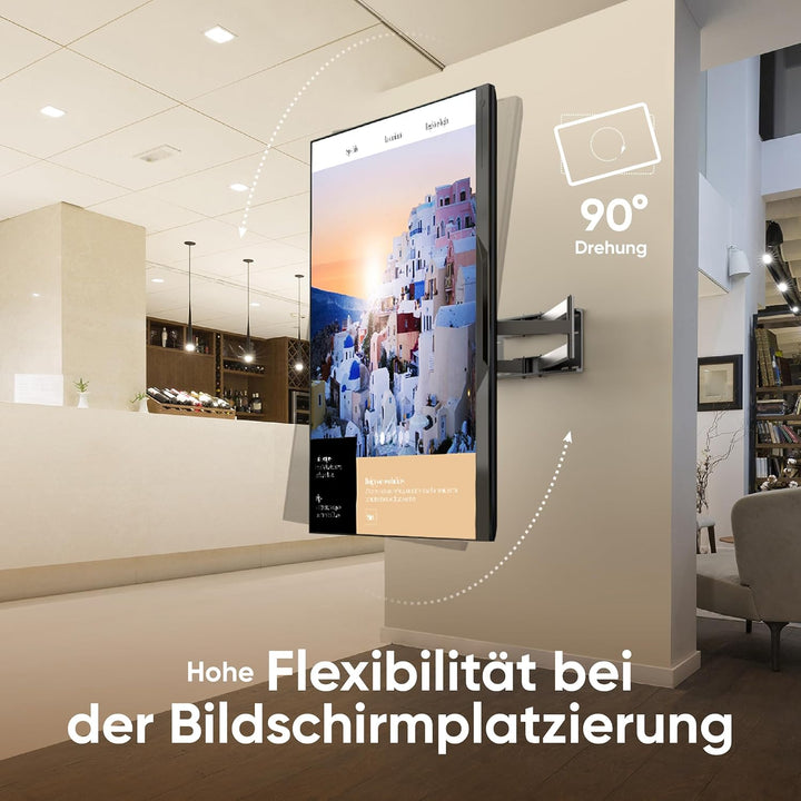 ONKRON TV Wandhalterung schwenkbar für 42-110 Zoll Fernseher bis zu 100 kg, TV Halterung Langer Arm,