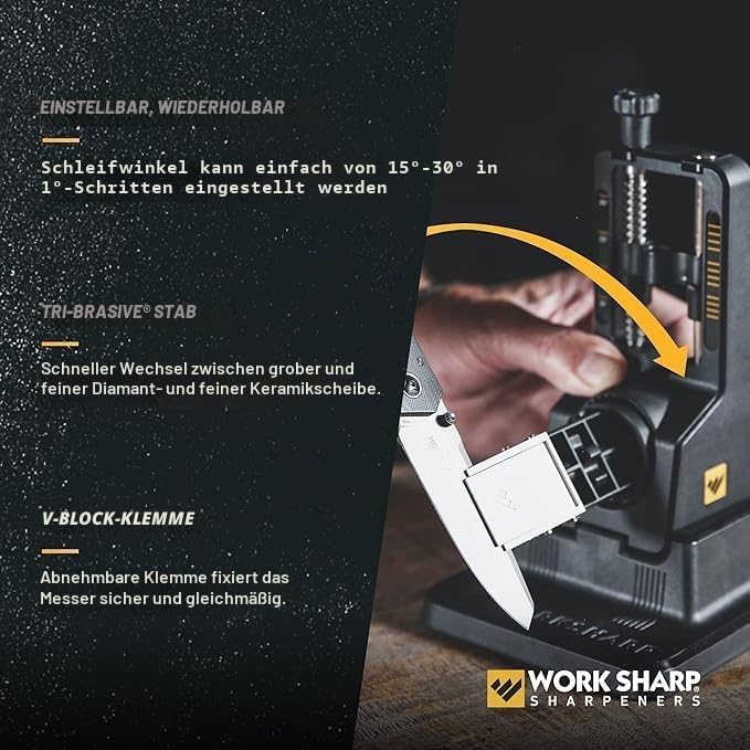 WORK SHARP® Precision Adjust Profi Messerschärfer mit Fest-Winkel 15 - 30°- Diamant Messerschleifer