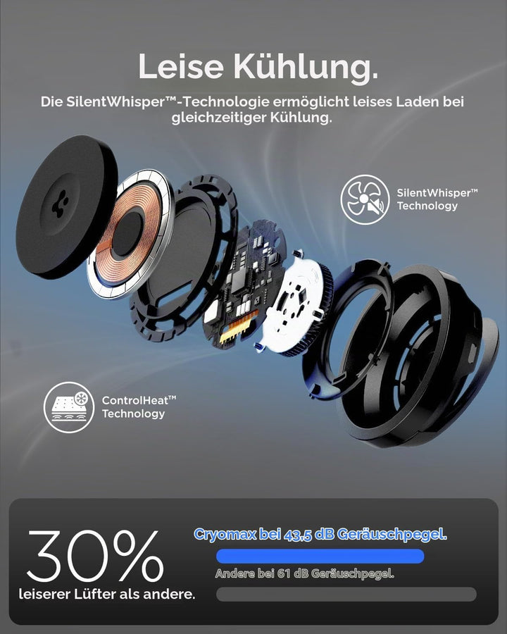 Spigen OneTap Pro 3 Cryomax Qi2 15W MagSafe Ladestation, Schwarz Ladestation mit ausklappbarem Ständ