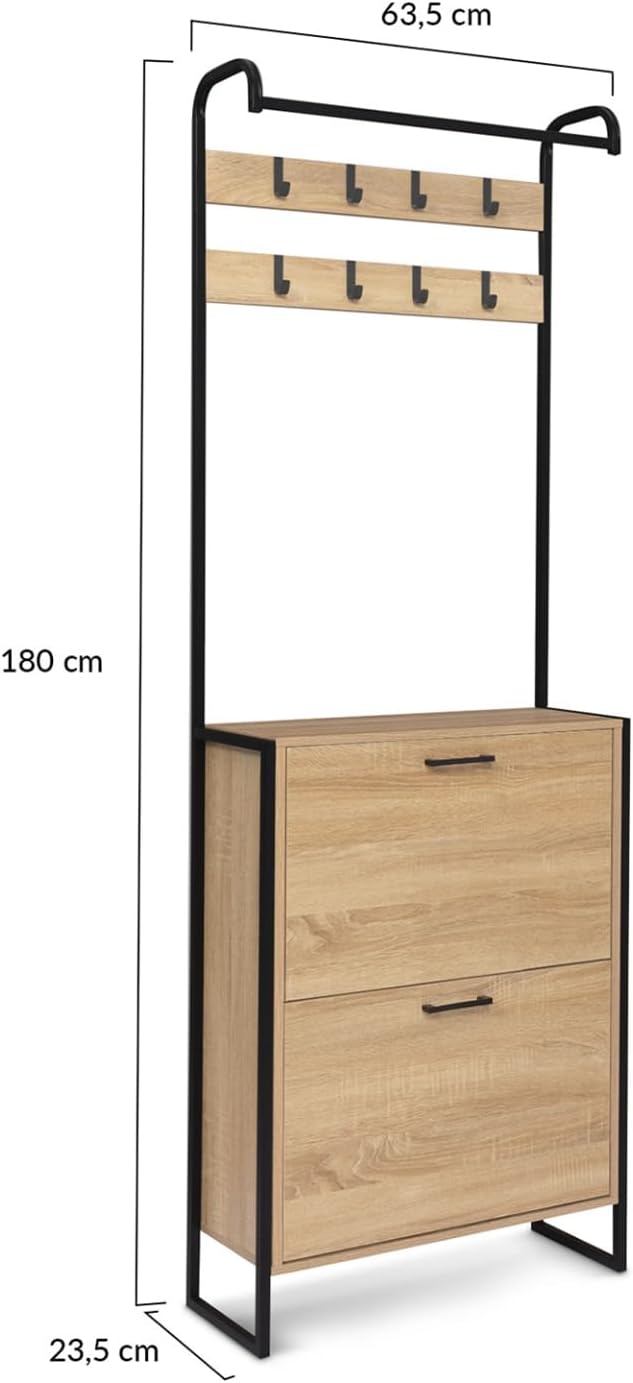 IDMarket - Eingangsgarderobe LUIS Schuhmöbel 2 Türen Industriedesign