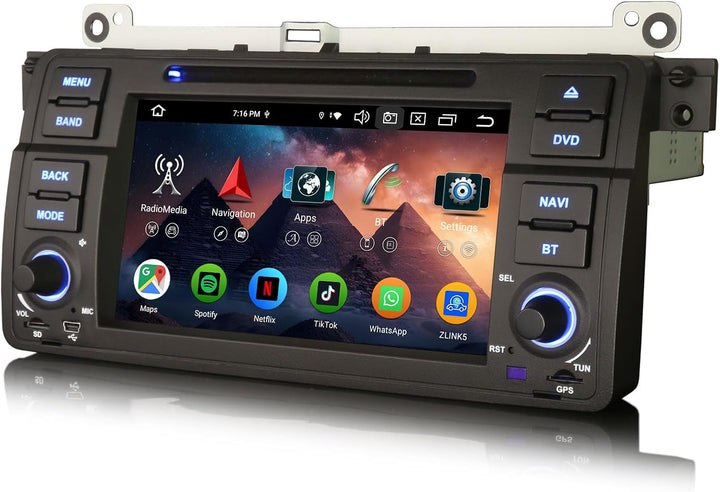 Erisin 7 Zoll 8-Kern 4GB RAM+64GB ROM Android 14 Autoradio mit GPS Navi für BMW E46 3er 318d 320 325
