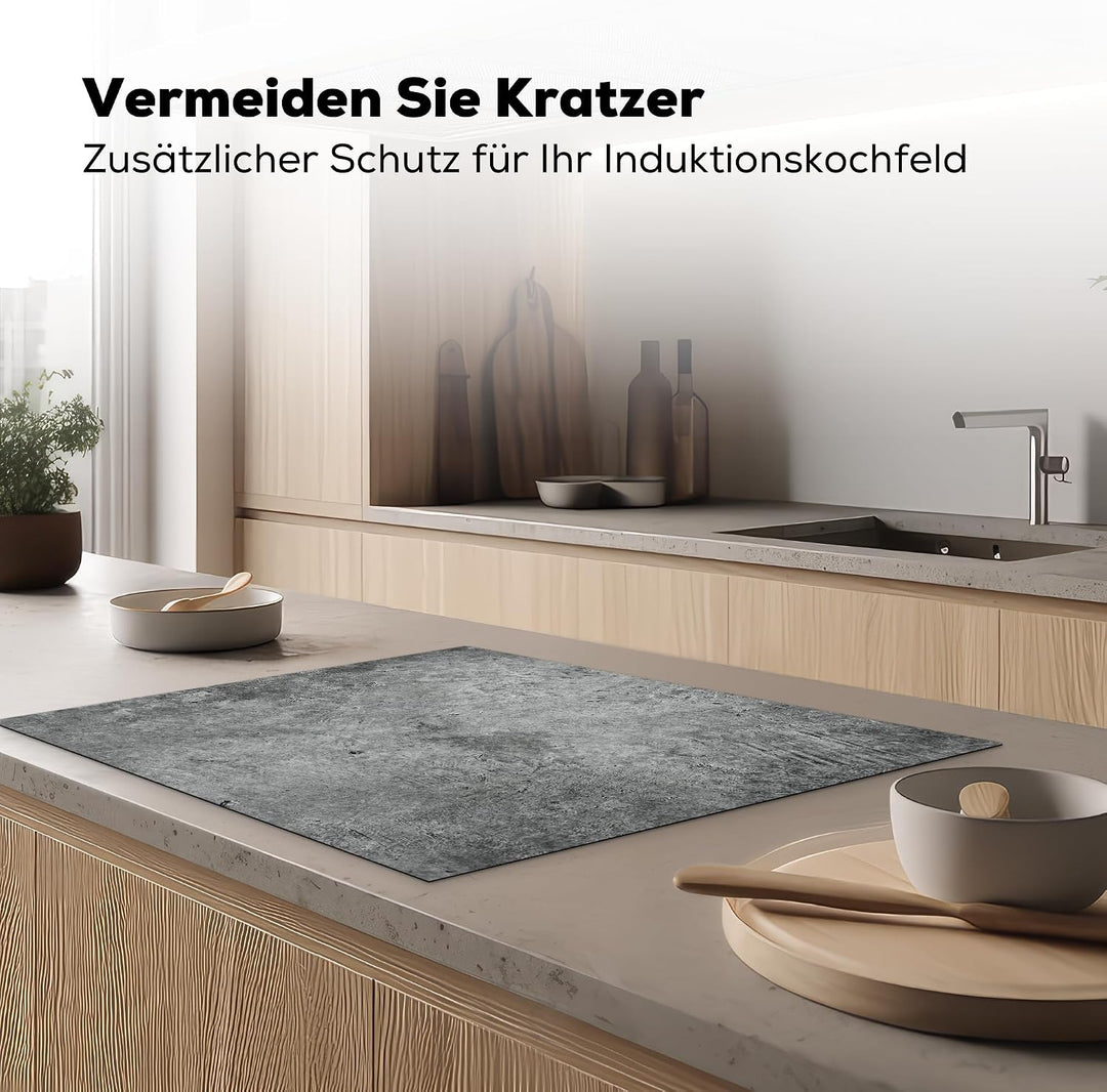 KitchenYeah© Herdabdeckplatte Einteilig Abdeckplatten Cerankochfeld Betongrau 59L x 77B cm, Betongra