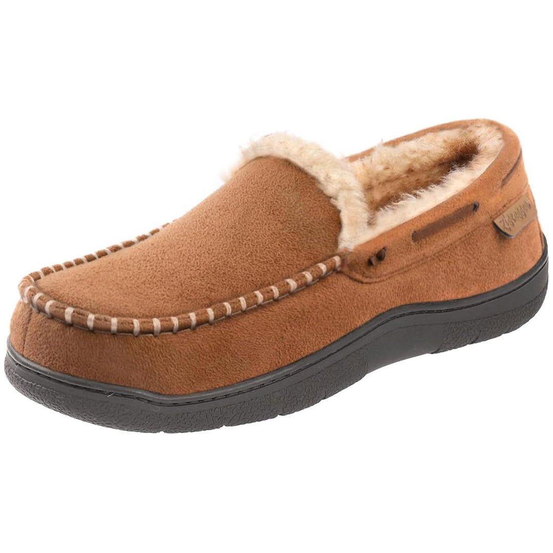Zigzagger Herren Microsuede Mokassin Hausschuhe Memory Foam Hausschuhe 44 EU Kamel, 44 EU Kamel