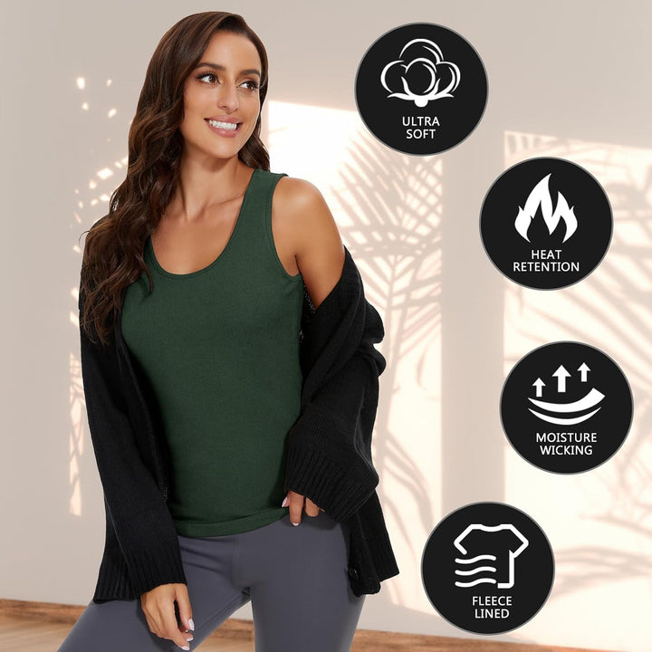 WOWENY Damen Thermo Unterhemd Warm Tank Top Fleece Untershirt Ärmellos Oberteil Thermounterwäsche Ba