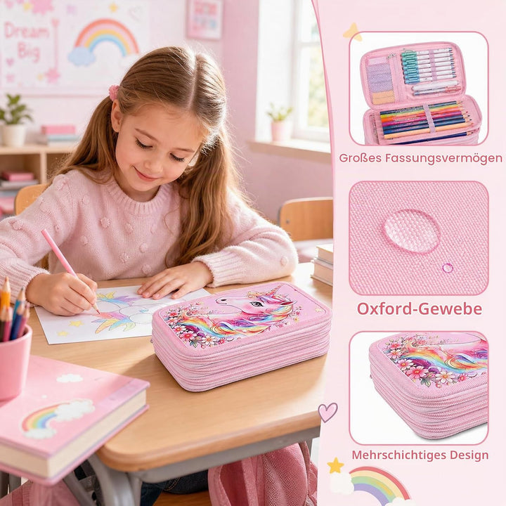Federmäppchen Mädchen,Spiel Federmäppchen 3 Fächer,Geschenk zur Einschulung Federtasche Mädchen, Fed
