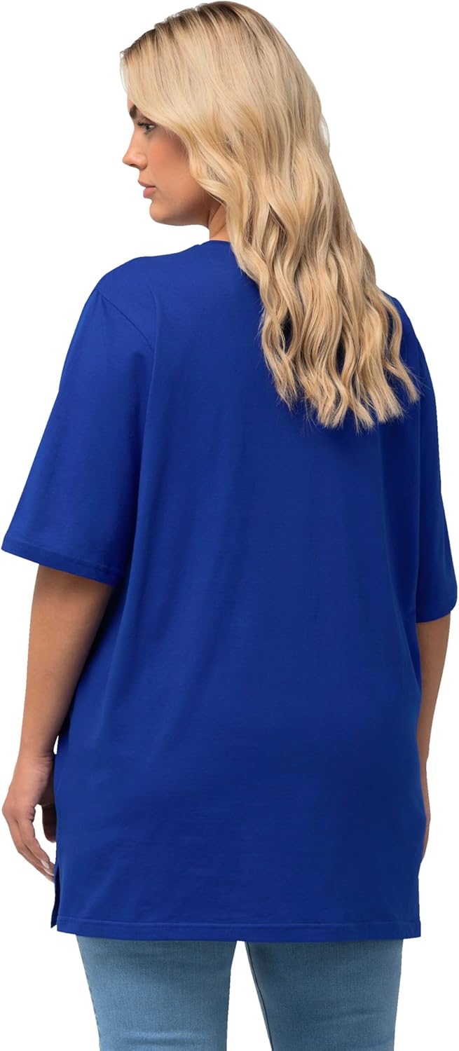 Ulla Popken Damen Basic, Rundhals T-Shirt 50-52 Kobaltblau, 50-52 Kobaltblau
