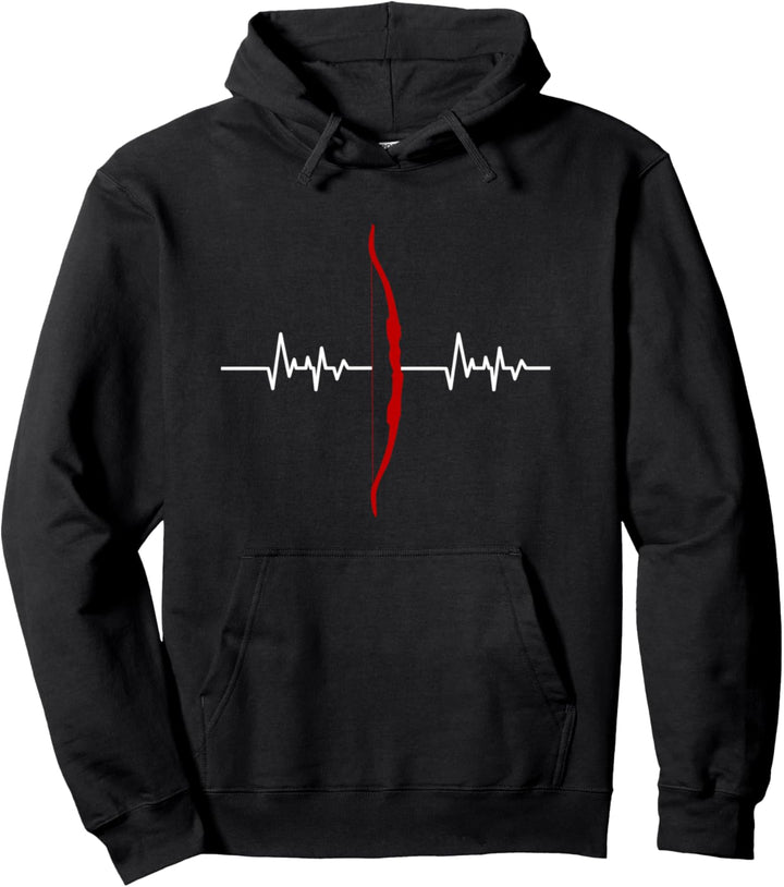 Langbogen Heartbeat Herzschlag Bogenschiessen Design Pullover Hoodie