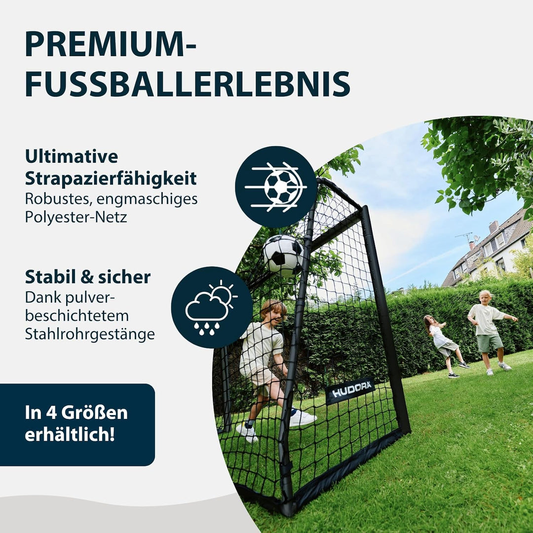 HUDORA Fussballtor Advanced – Outdoor Fussballtor mit robustem Stahlrahmen und wetterfestem Netz – s