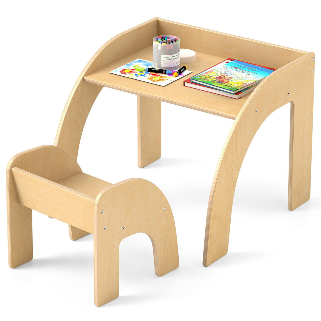 LIFEZEAL Kindertisch Set Holz, Kleiner Schreibtisch mit Stuhl für Kinder, Multifunktionaler Kinderle