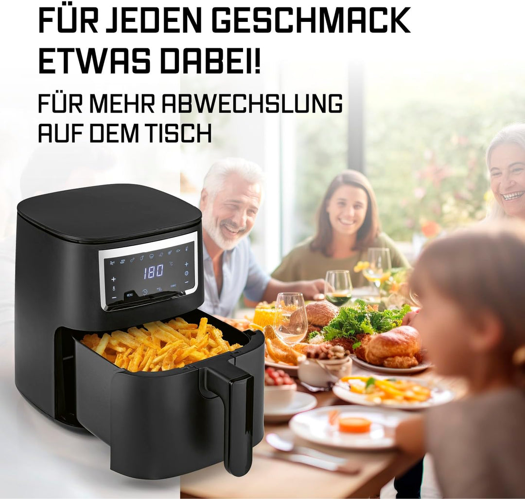 GOURMETmaxx Heissluftfritteuse 4 L Airfryer | Fritteuse mit Touchscreen, 9 Funktionen &amp; 8 Programmen