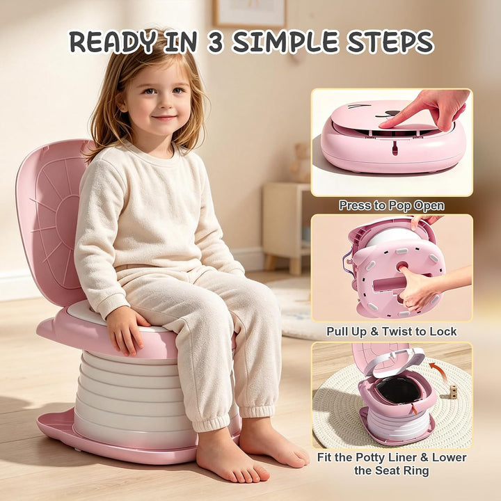 Faltbares Töpfchen für Kinder - Reisetoilette Kinder Rosa, Rosa