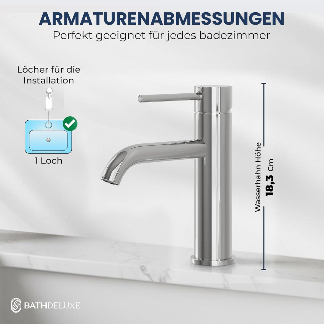 Søvang Wasserhahn Bad – Waschtischarmatur 18,3 cm, Waschbeckenarmatur Chrom, Anti-Fingerprint &amp; Einf