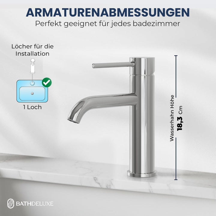 Søvang Wasserhahn Bad – Waschtischarmatur 18,3 cm, Waschbeckenarmatur Chrom, Anti-Fingerprint &amp; Einf