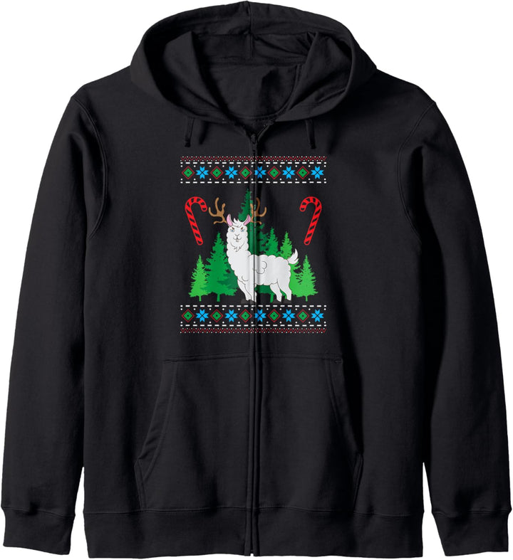 Lama mit Geweih hässliche Weihnachten Kapuzenjacke