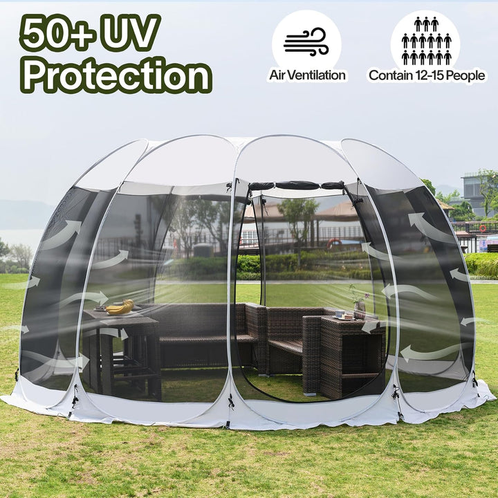 Alvantor Pavillon Screen House für 6, 10, 15 Personen, Pop-Up-Iglu-Zelt mit Moskitonetz an den Seite
