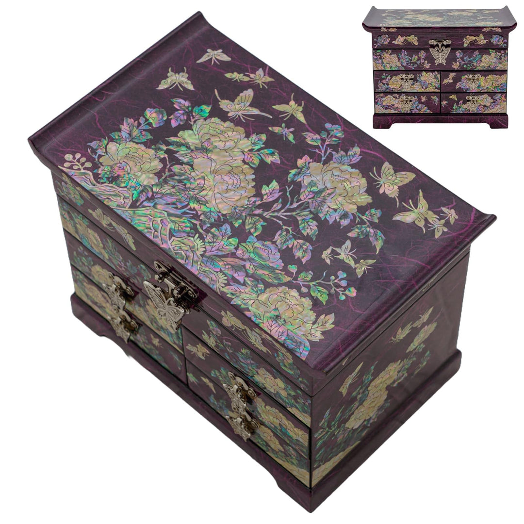 February Mountain Mother of Pearl Wooden Jewelry Organizer Box – Jewelry Storage Box for Women, Feat