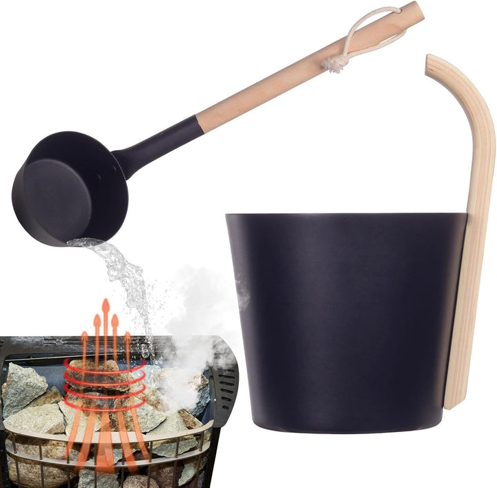 Sauna Eimer Set, Sauna Zubehör Set, Saunaeimer, 7L Sauna Komplett Set, Aluminium Saunakübel Mit Kell