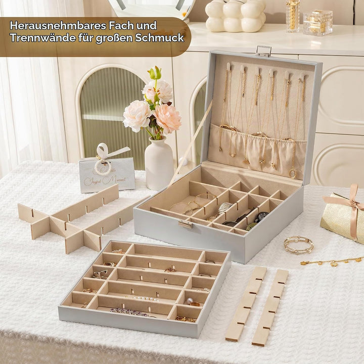 Frebeauty Ohrring-Organizer, klassische Schmuckschatulle, 50 Fächer, doppellagig, Schmuck-Aufbewahru