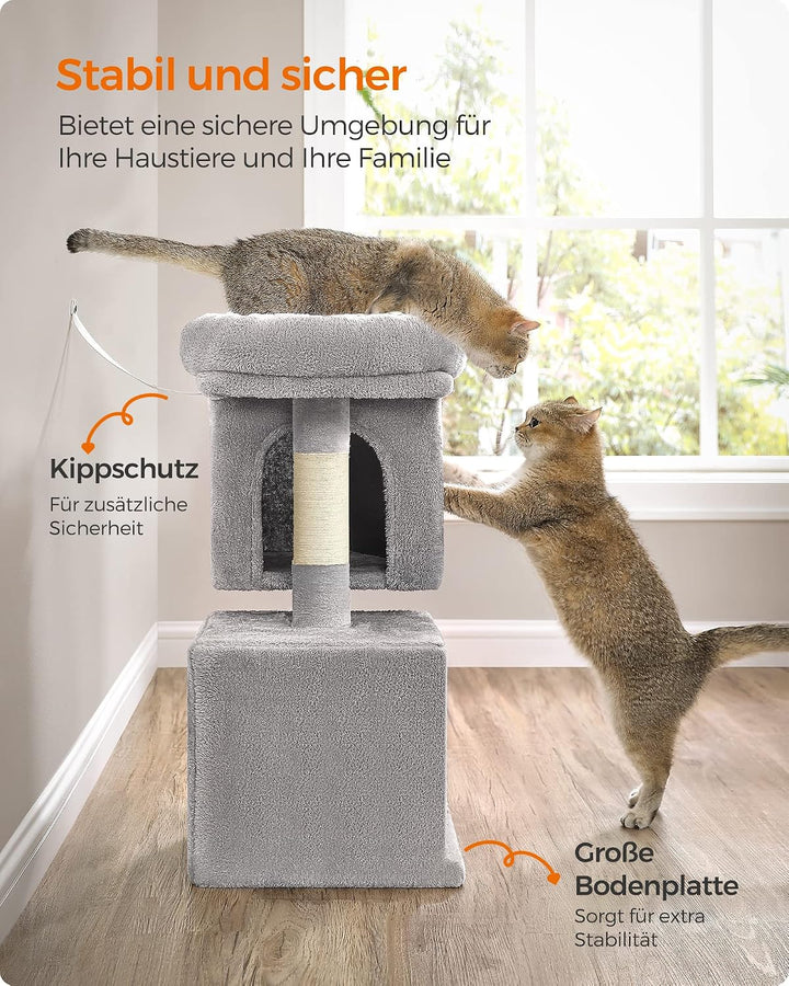 Feandrea Kratzbaum klein, 67 cm Katzenbaum, Katzenhaus für Kätzchen bis zu 3 kg, grosse Plattform, S