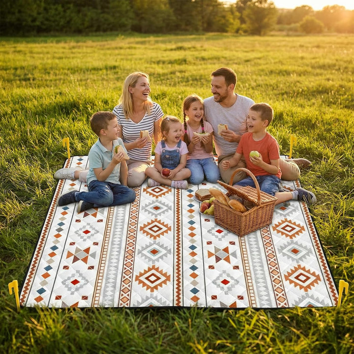 Picknickdecke Wasserdicht 200 x 200 cm, Boho Sandfeste Stranddecke Isoliert für 6-8 Personeni mit Tr