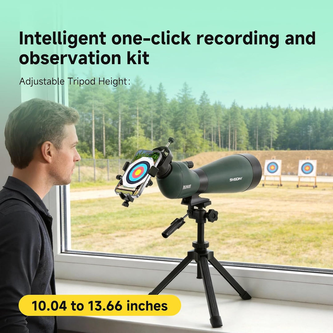 Svbony SV28 25-75x100mm Spektiv mit mit Stativ und 3-Achse Handy Teleskop Adapter, Helle und Klare B