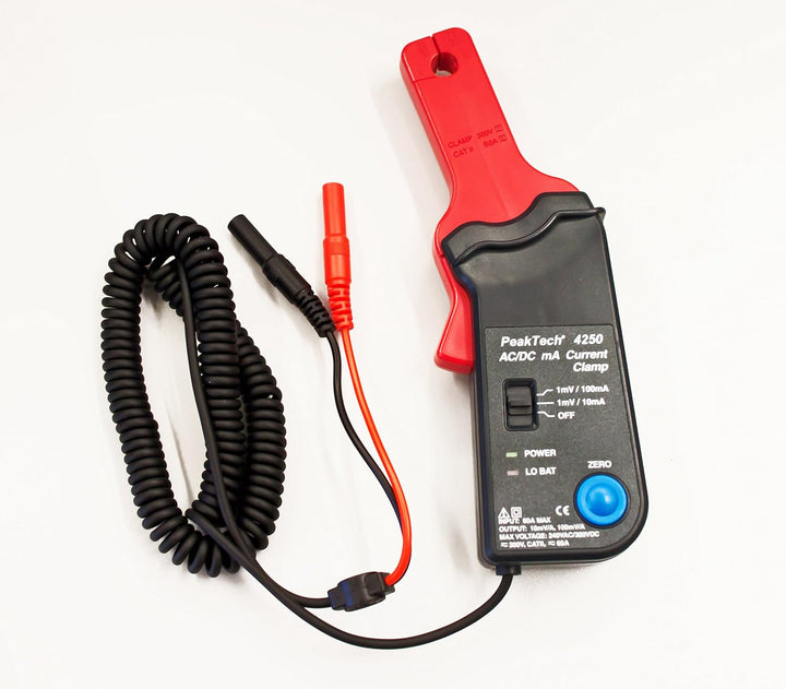 PeakTech P 4250 4250 - Stromzangen-Adapter für Multimeter bis zu 60 in AC/DC mit 4 mm Steckern - CAT