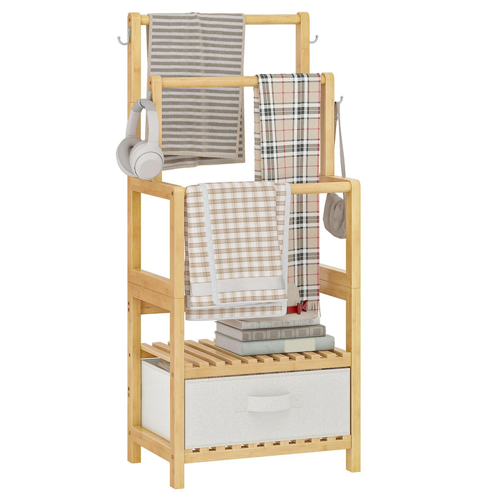 HOOBRO Handtuchleiter, freistehender Handtuchständer aus Bambus EYL22LB01