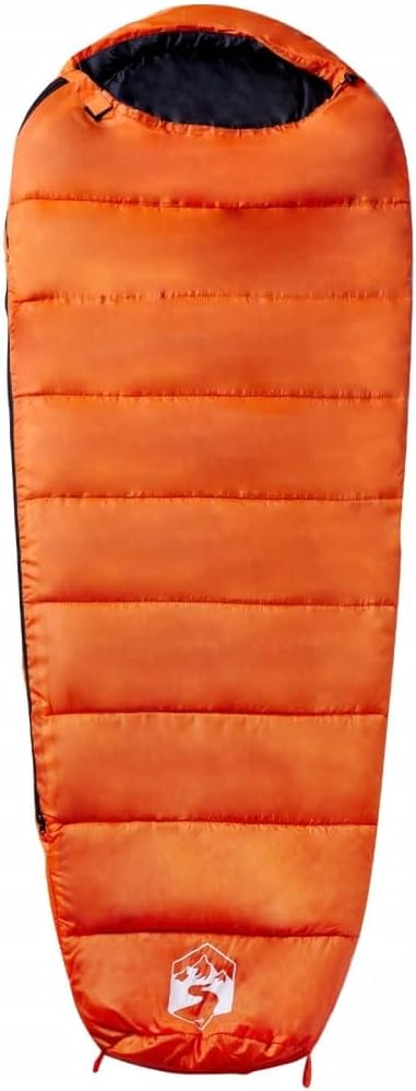 vidaXL Mumienschlafsack für Erwachsene Camping 3 Jahreszeiten Orange und Schwarz 1, Orange und Schwa