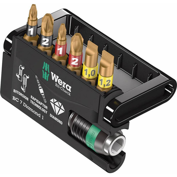 Wera Bit-Sortiment, Bit-Check 7 Diamond 1, 7-teilig, 05057416001 Bit-Check 7 Diamond 1 Single, Bit-C