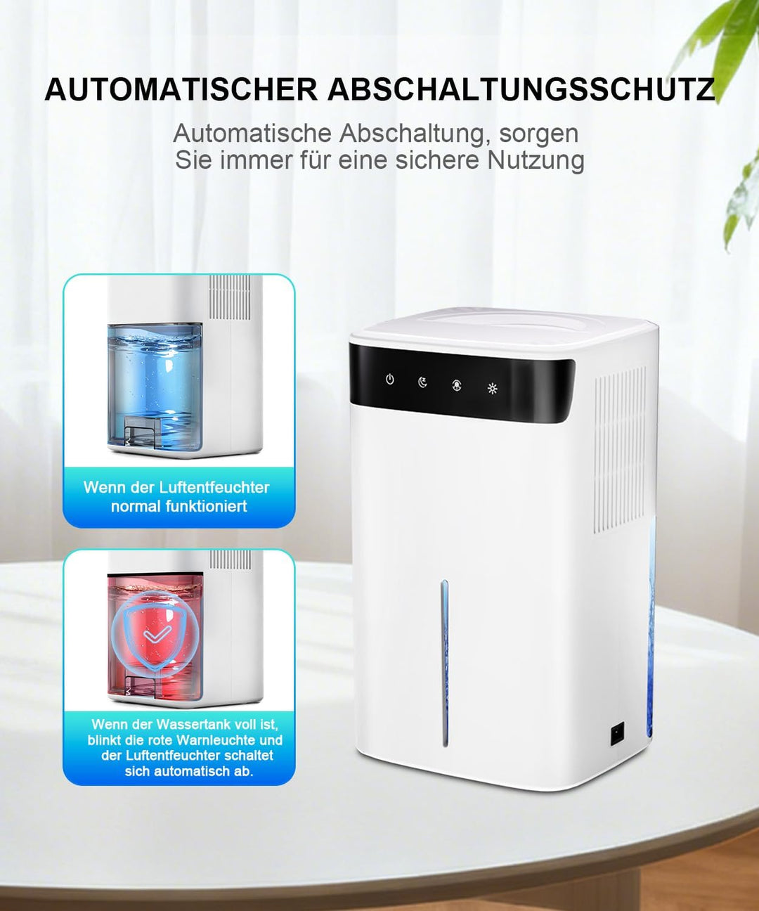 Mini Luftentfeuchter Elektrisch 2600ML für Kleine Räume, Raumentfeuchter mit Nachtmodus, RGB-Farblic