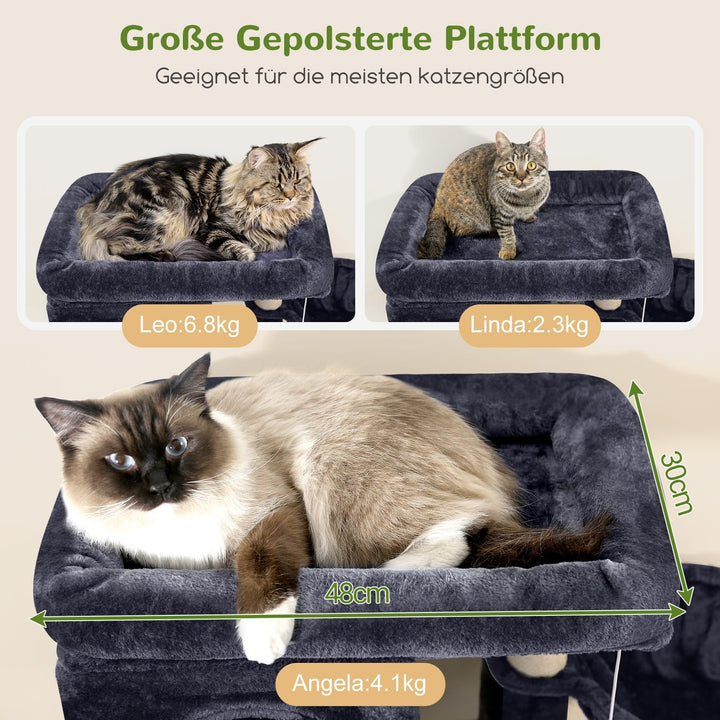 Globlazer F66 Kratzbaum Ecke für Erwachsene Katzen 168 cm Stabil Katzenbaum 168cm Dunkelgrau, 168cm