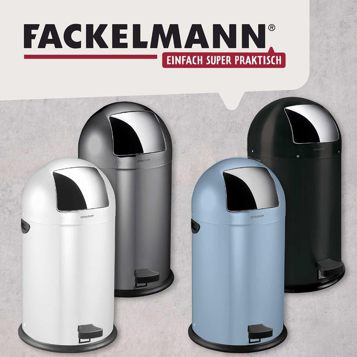 FACKELMANN ROME Pedal-Abfallsammler 33L Schwarz matt – Stilvoller Abfalleimer in Retro-Design mit ro