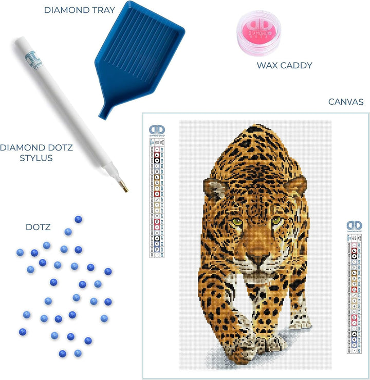 DIAMOND DOTZ 2591787 Original 5D Diamond Painting Squares Set, Leopard, DIY Diamant-Malerei-Kit mit