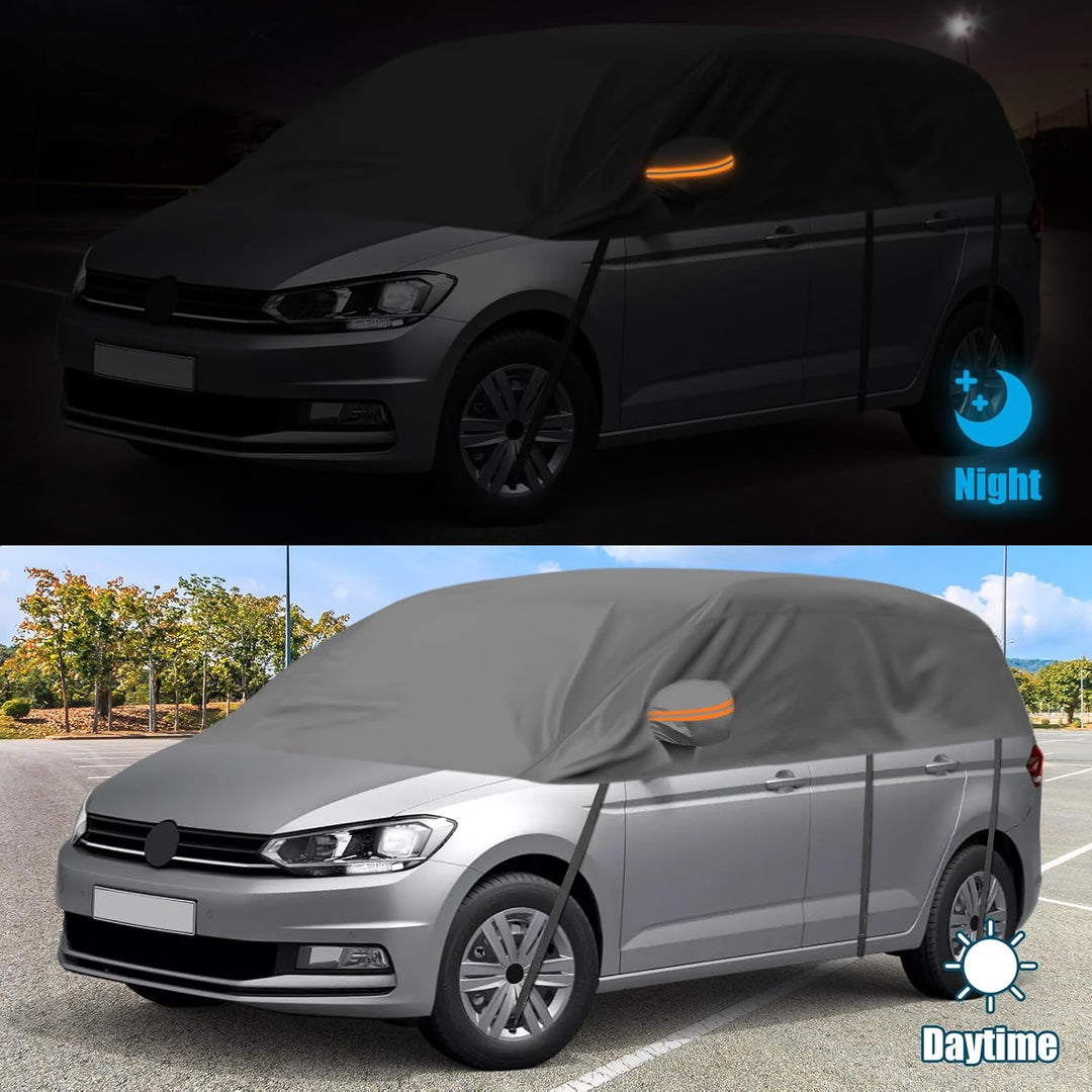 Autoabdeckung Wasserdicht Ersatz für VW Touran 2015-2024, Sonnenfest Hälfte Autoabdeckung, Halbgarag