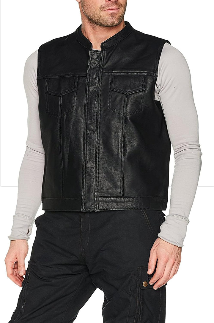 Australian Bikers Gear Motorrad-Weste - Leder - Schwarz SOA Sons of Anarchy Style EU 46 (S)