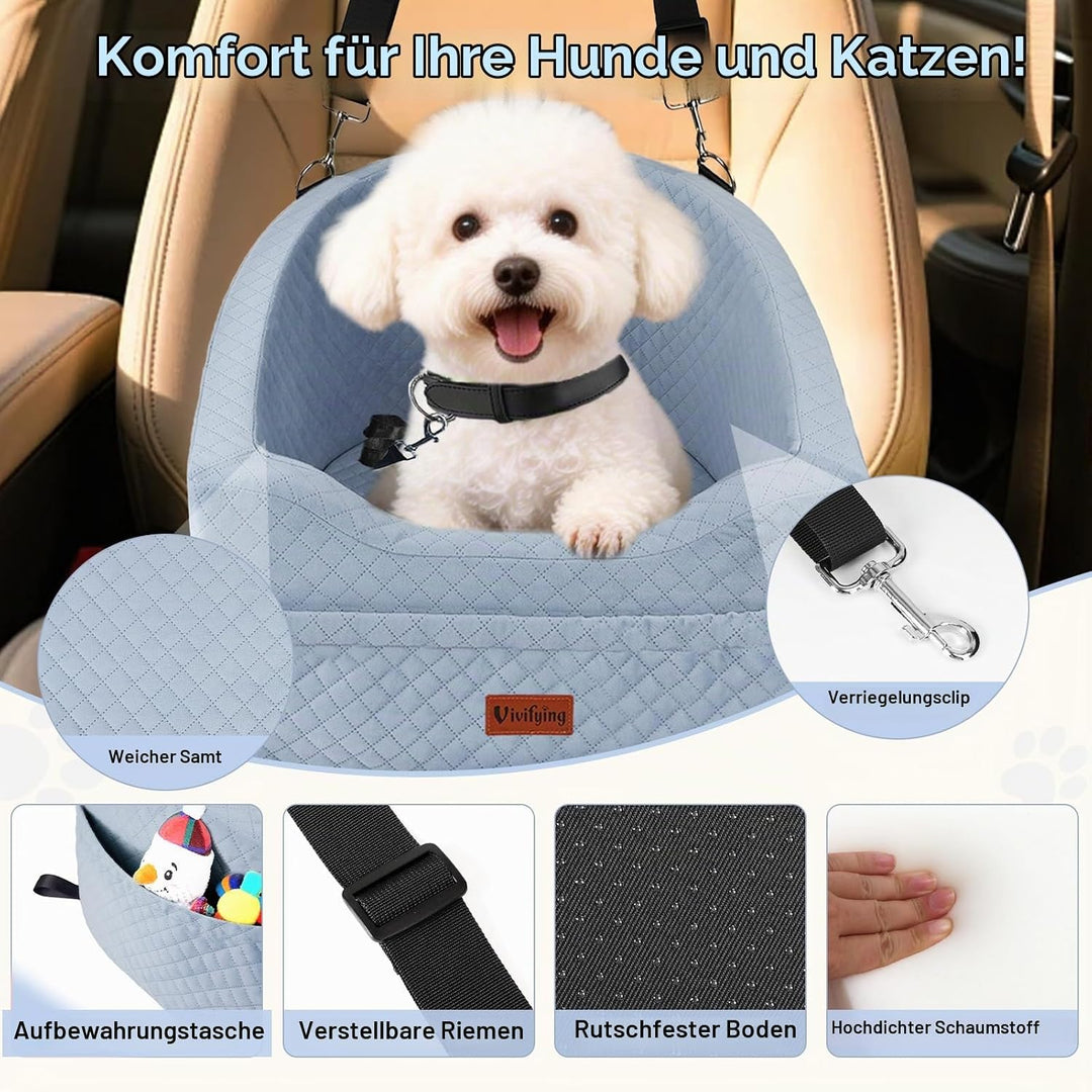 Vivifying Hunde Autositz für kleine bis mittlere Hunde, Waschbarer Hundesitz Auto mit Sicherheitslei