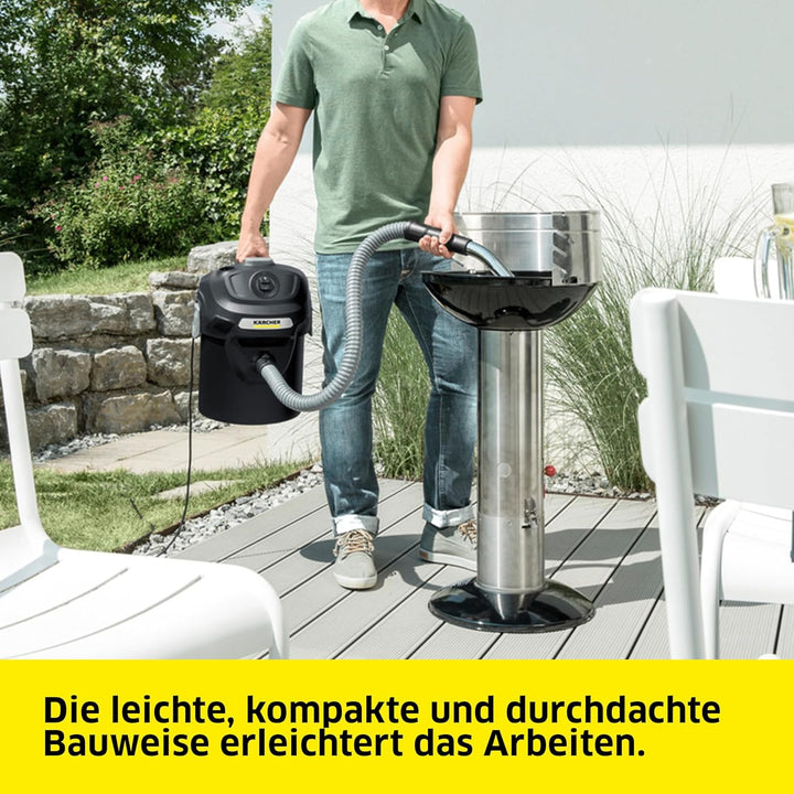 Kärcher AD 2 Aschesauger und Trockensauger (mit Filterreinigung, 14-Liter-Metallbehälter, Reinigung