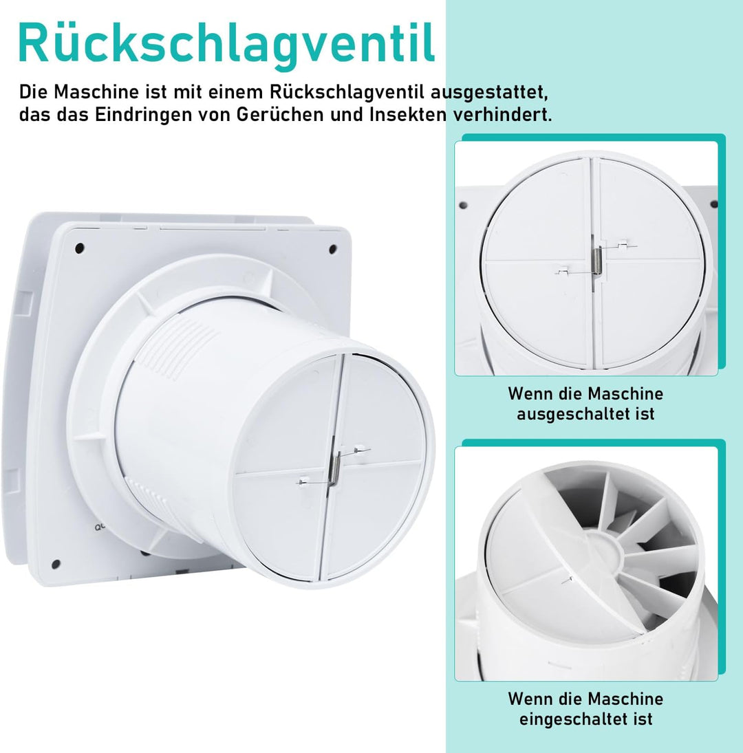 Badlüfter 150mm mit Feuchtigkeitssensor und Nachlauffunktion Feuchtigkeitssensor und Nachlauffunktio